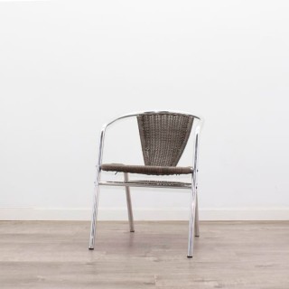 Silla colectividad con asiento y respaldo en mimbre cromada 2