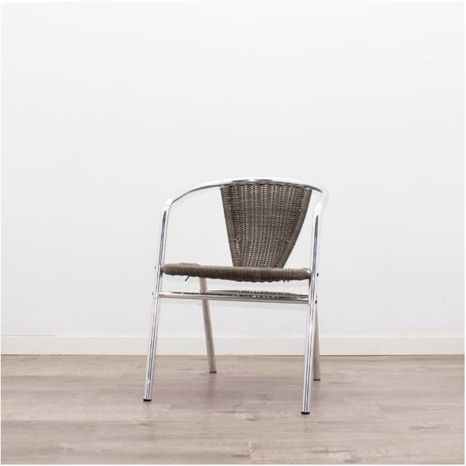 Silla colectividad con asiento y respaldo en mimbre cromada
