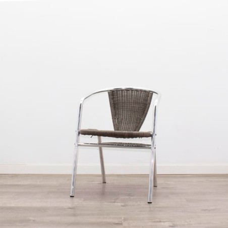 Silla colectividad con asiento y respaldo en mimbre cromada