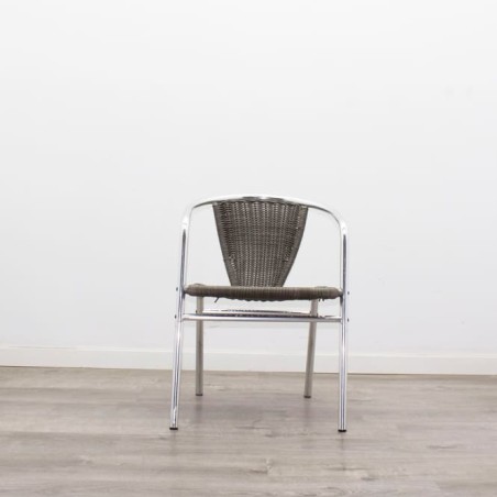 Silla colectividad con asiento y respaldo en mimbre cromada