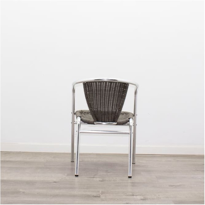Silla colectividad con asiento y respaldo en mimbre cromada