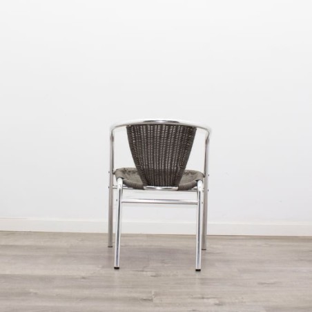 Silla colectividad con asiento y respaldo en mimbre cromada