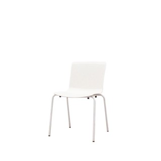 Silla colectividad con asiento y respaldo en PVC blanca