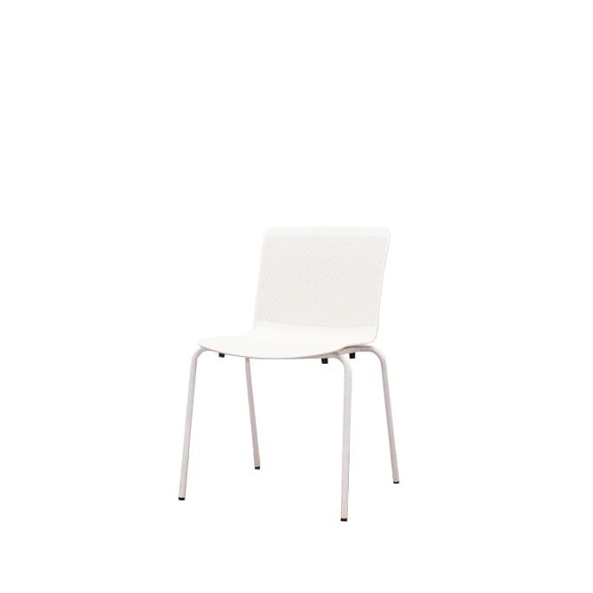 Silla colectividad con asiento y respaldo en PVC blanca