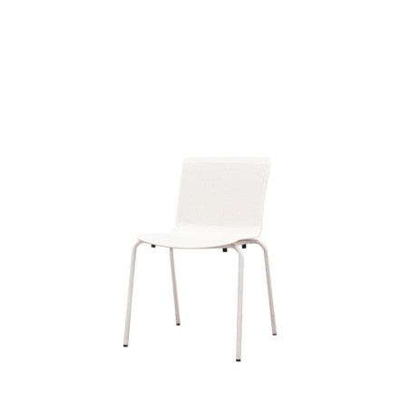 Silla colectividad con asiento y respaldo en PVC blanca