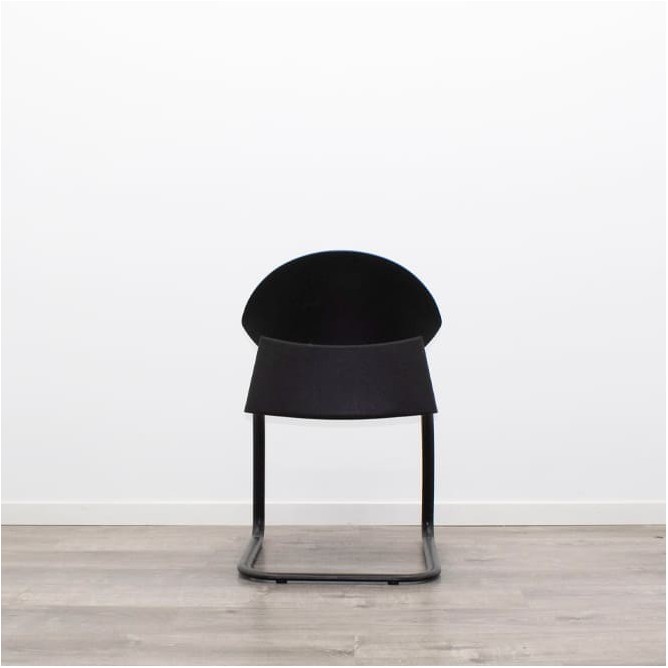 Silla confidente azul base patín negra sin brazos