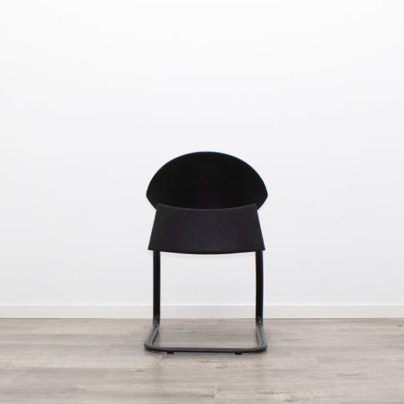 Silla confidente azul base patín negra sin brazos