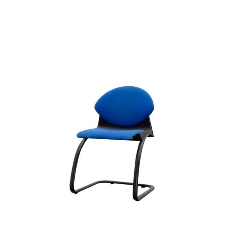 Silla confidente azul base patín negra sin brazos