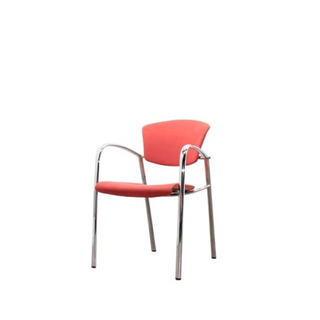 Silla confidente verde o roja con estructura cromada