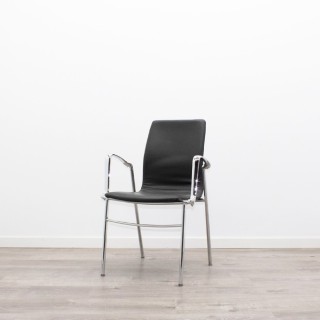 Silla confidente napel negro y estructura cromada 2