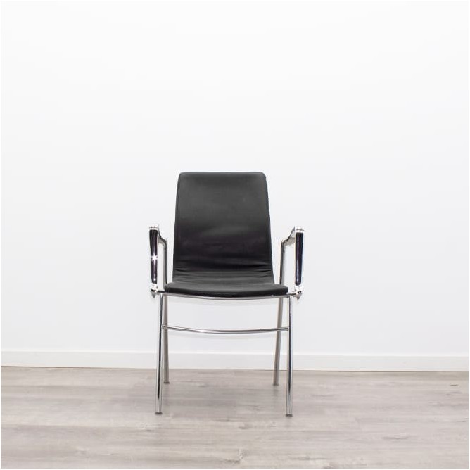Silla confidente napel negro y estructura cromada