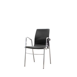 Silla confidente napel negro y estructura cromada
