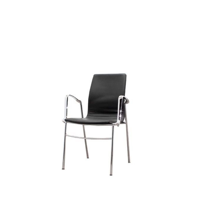 Silla confidente napel negro y estructura cromada