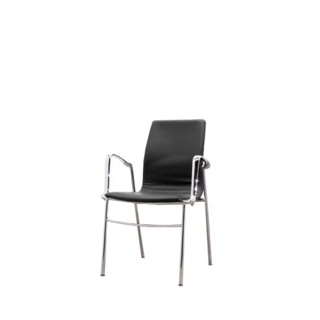 Silla confidente napel negro y estructura cromada