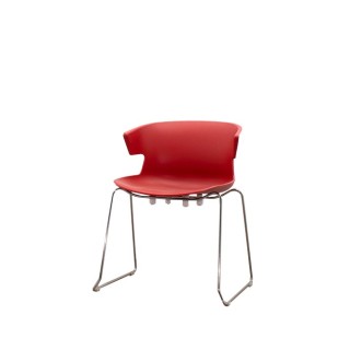 Silla confidente fija en PVC rojo con pata trineo