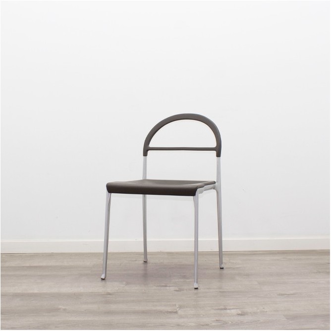 Silla confidente pvc marrón grisáceo