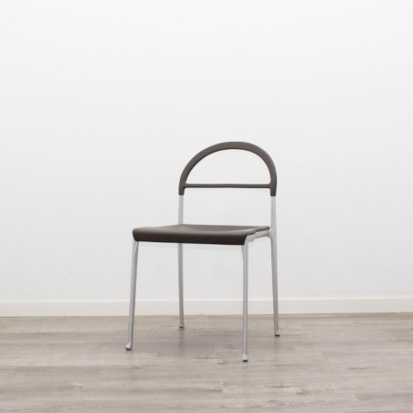 Silla confidente pvc marrón grisáceo