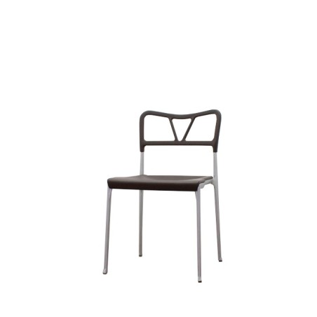 Silla confidente pvc marrón grisáceo estructura gris