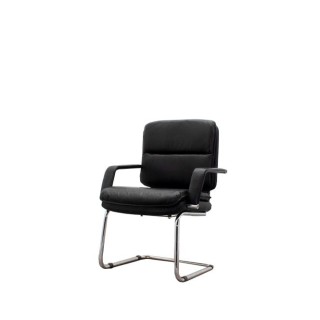 Silla confidente napel negro base patín con brazos