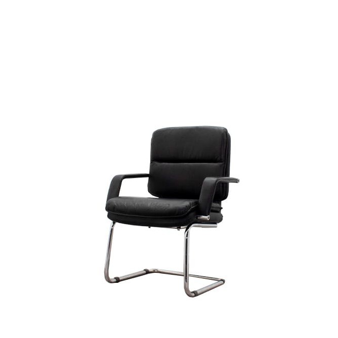 Silla confidente napel negro base patín con brazos