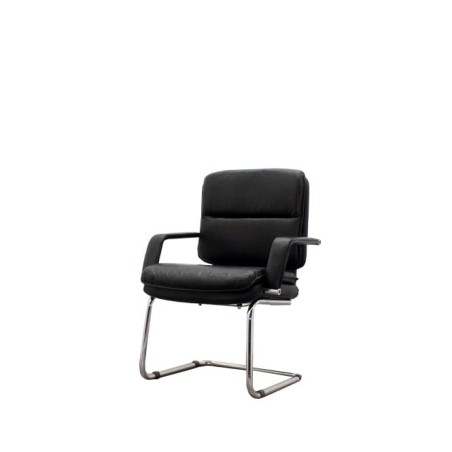 Silla confidente napel negro base patín con brazos