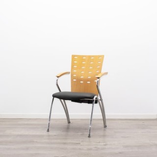 Silla confidente napel negro y respaldo de madera 2
