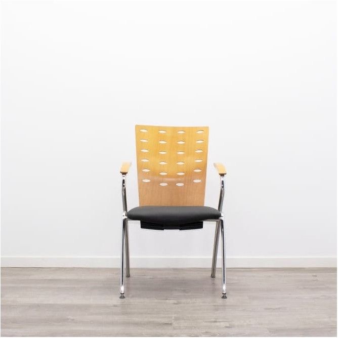 Silla confidente napel negro y respaldo de madera