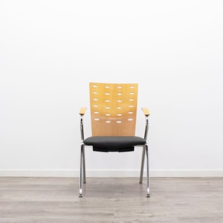 Silla confidente napel negro y respaldo de madera