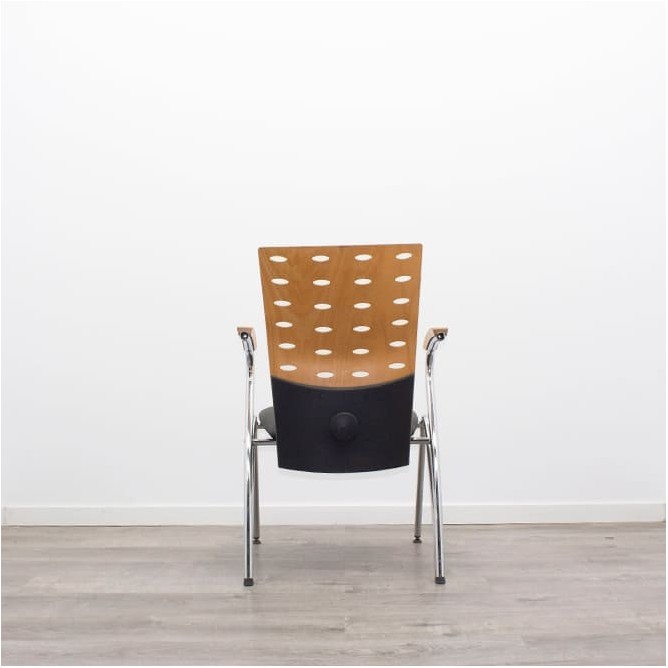 Silla confidente napel negro y respaldo de madera