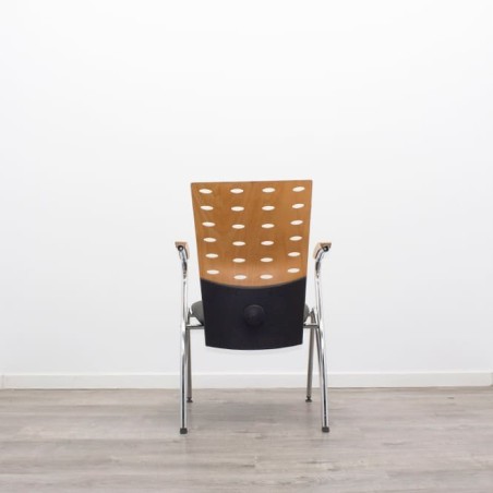 Silla confidente napel negro y respaldo de madera