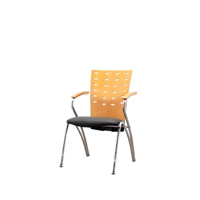Silla confidente napel negro y respaldo de madera