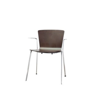 Silla confidente de madera y estructura cromada