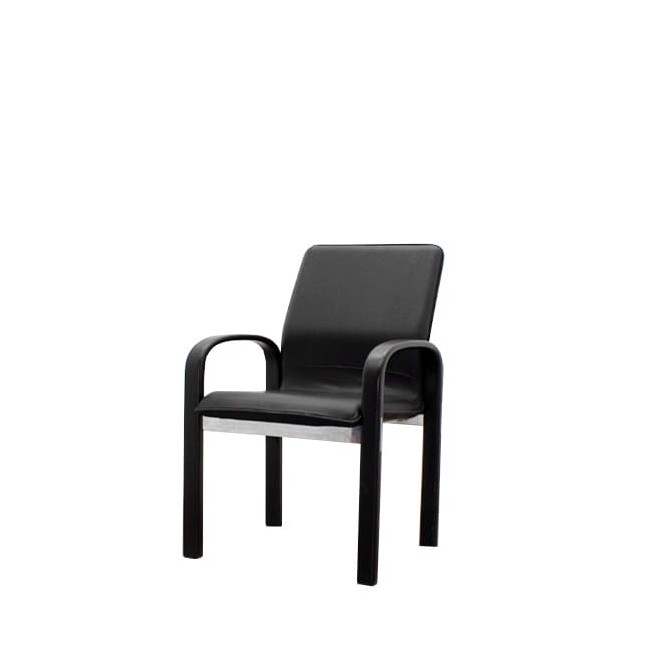 Silla confidente en napel negro y estructura de madera