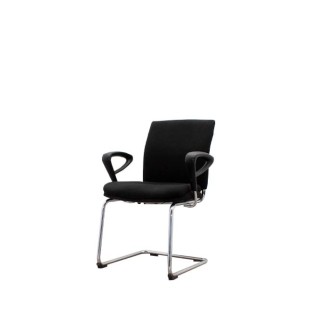 Silla confidente tapizada negro con base patín cromada