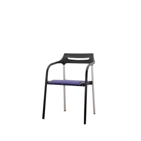 Silla confidente azul y negro con estructura bicolor