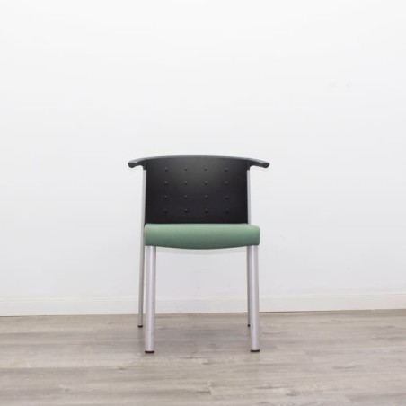 Silla confidente en verde y negro de 4 patas