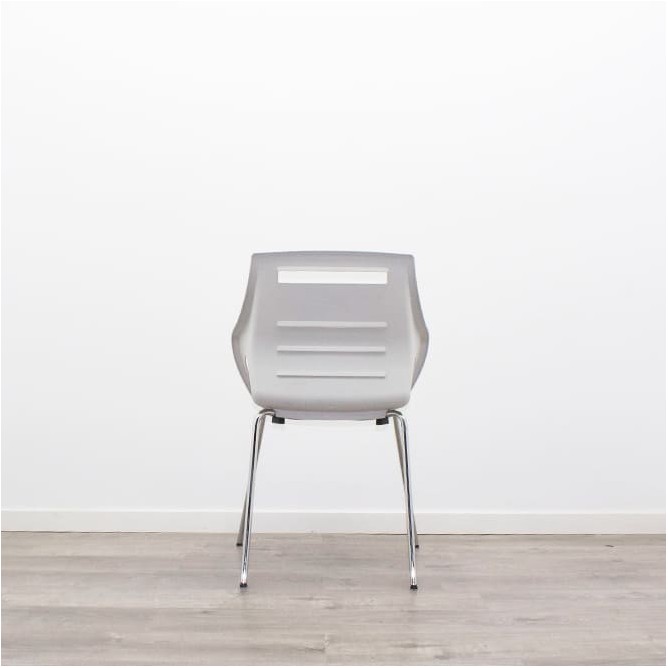 Silla confidente polipropileno gris y tapizado naranja