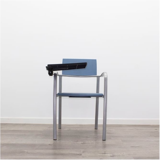 Silla confidente con pala de PVC azul