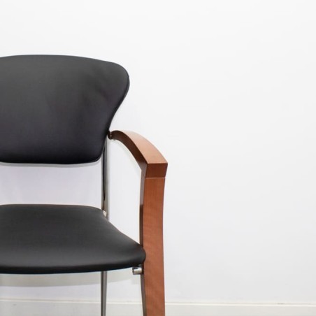 Silla confidente de madera y napel negro - Mercaoficina