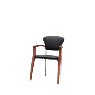 Silla confidente de madera y napel negro