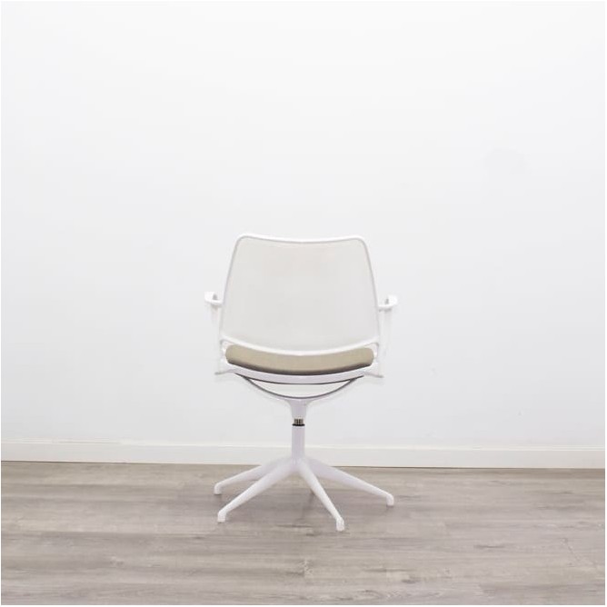 Silla confidente giratoria con topes en gris y blanco