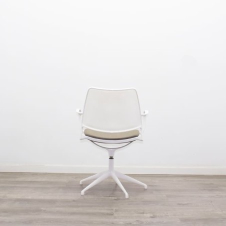 Silla confidente giratoria con topes en gris y blanco