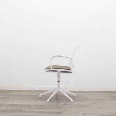 Silla confidente giratoria con topes en gris y blanco