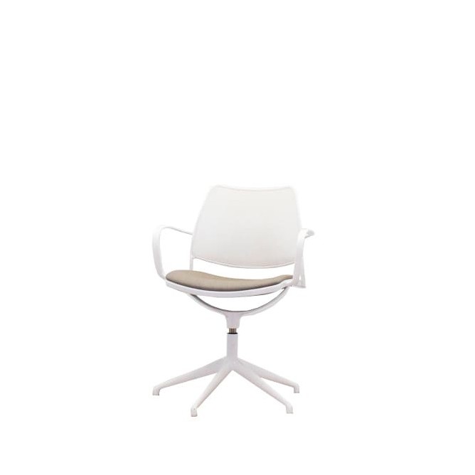 Silla confidente giratoria con topes en gris y blanco