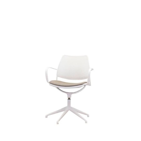 Silla confidente giratoria con topes en gris y blanco
