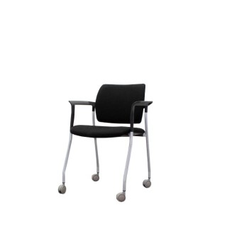 Silla confidente con ruedas tapizado en negro