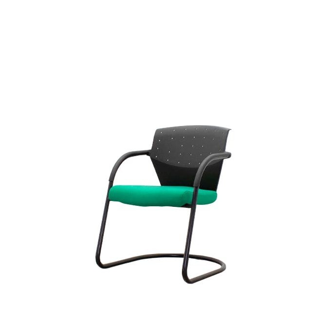 Silla confidente en verde y negro con respaldo polipropileno