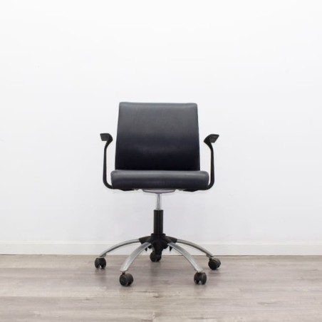 Silla confidente giratoria con ruedas en napel gris azulado