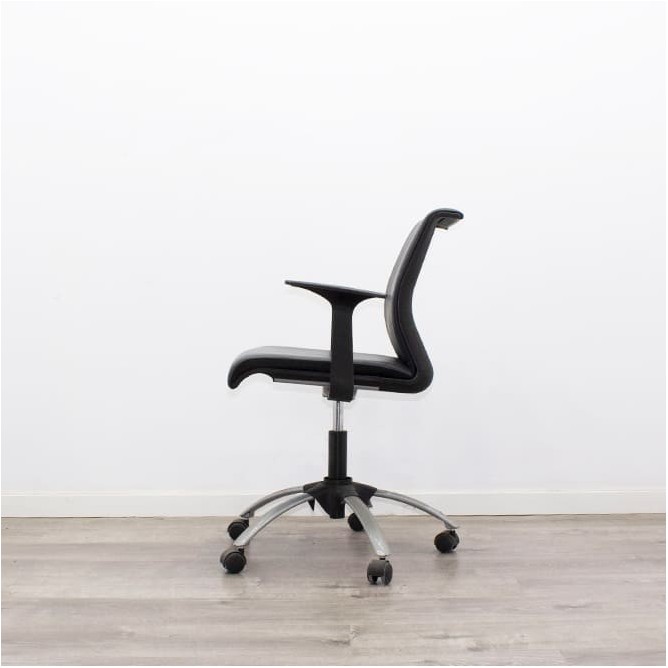 Silla confidente giratoria con ruedas en napel gris azulado