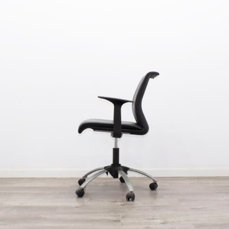 Silla confidente giratoria con ruedas en napel gris azulado